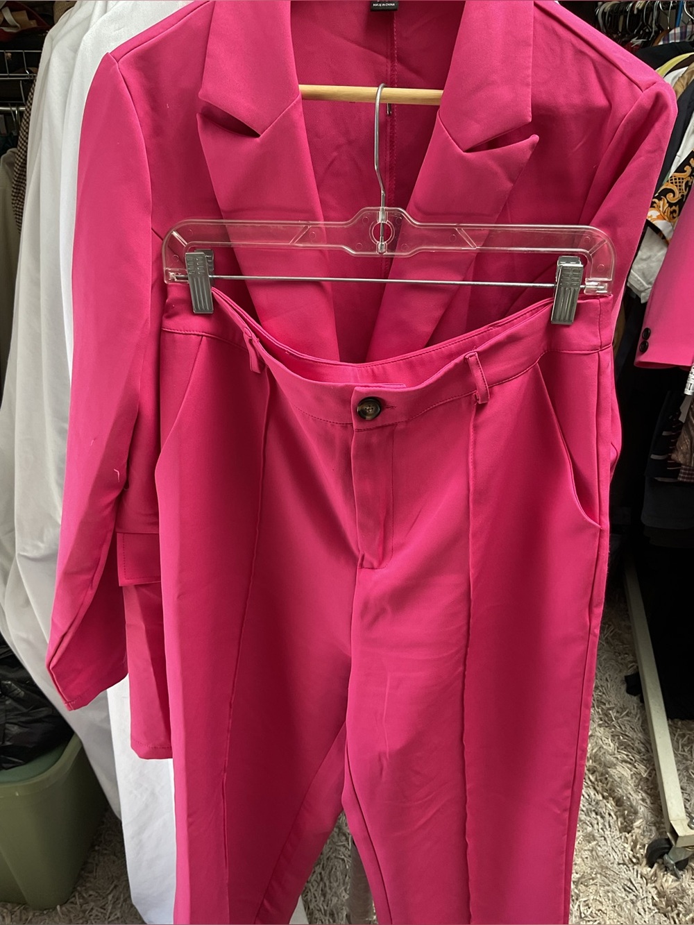 SHEIN Hot Pink High-Waist Trousers